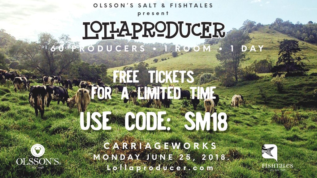 Get your free LOLLAPRODUCER 2018 tickets for a limited time, by clicking the link below.
Enter the promo code SM18 to get your tickets.
Lollaproducer.com/tickets 👈🏼
LOLLAPRODUCER 2018 - Mon June 25 at Carriageworks, presented by @olssonssalt &amp; @fishtalesau.
#Lollaproducer