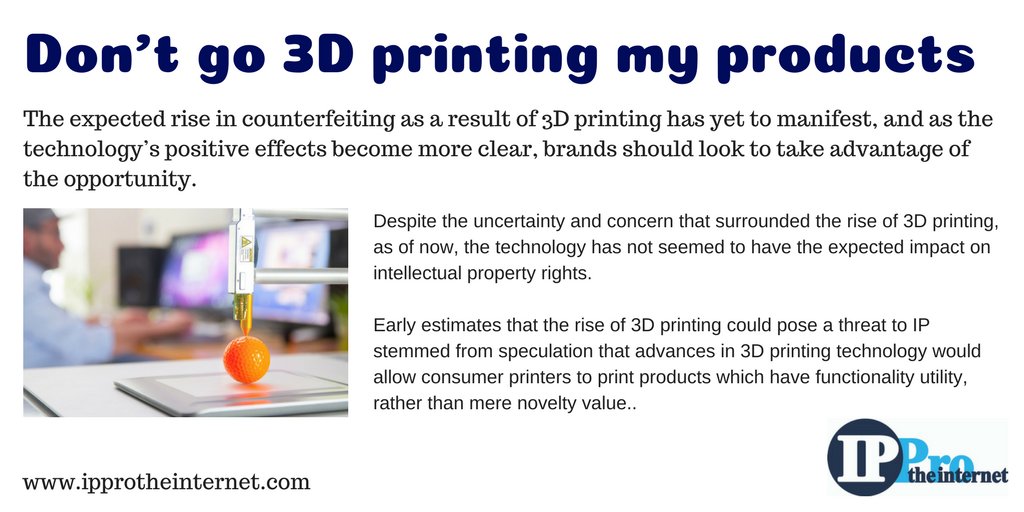 IPProMagazine's tweet image. One of our latest features: 'Don't go 3D printing my products' is now available to read online | ow.ly/wr7p30jOqvo | #Counterfeiting #LatestNews #IPrights #Technology