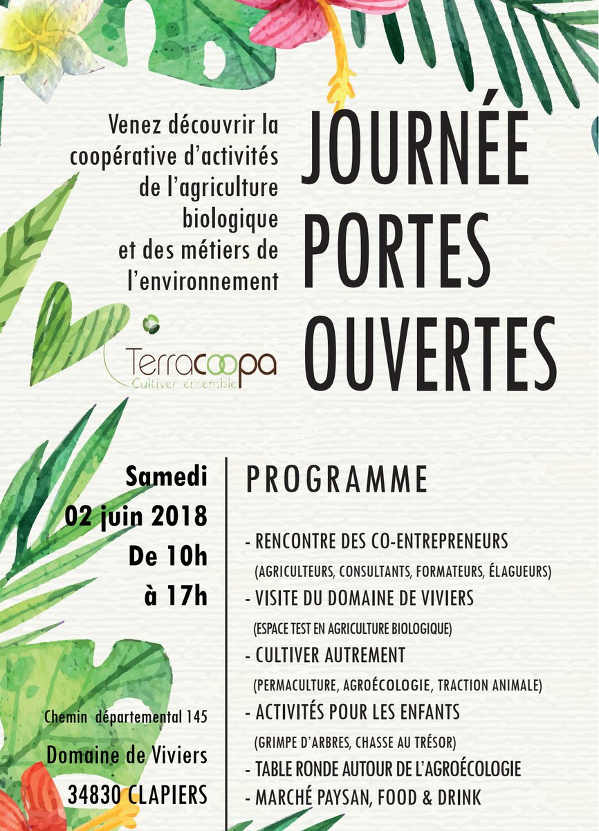Forest2G's tweet photo. #Terracoopa Portes ouvertes Terracoopa Samedi 2 juin au domaine de Vivirs https://t.co/HcWxB1jv2M