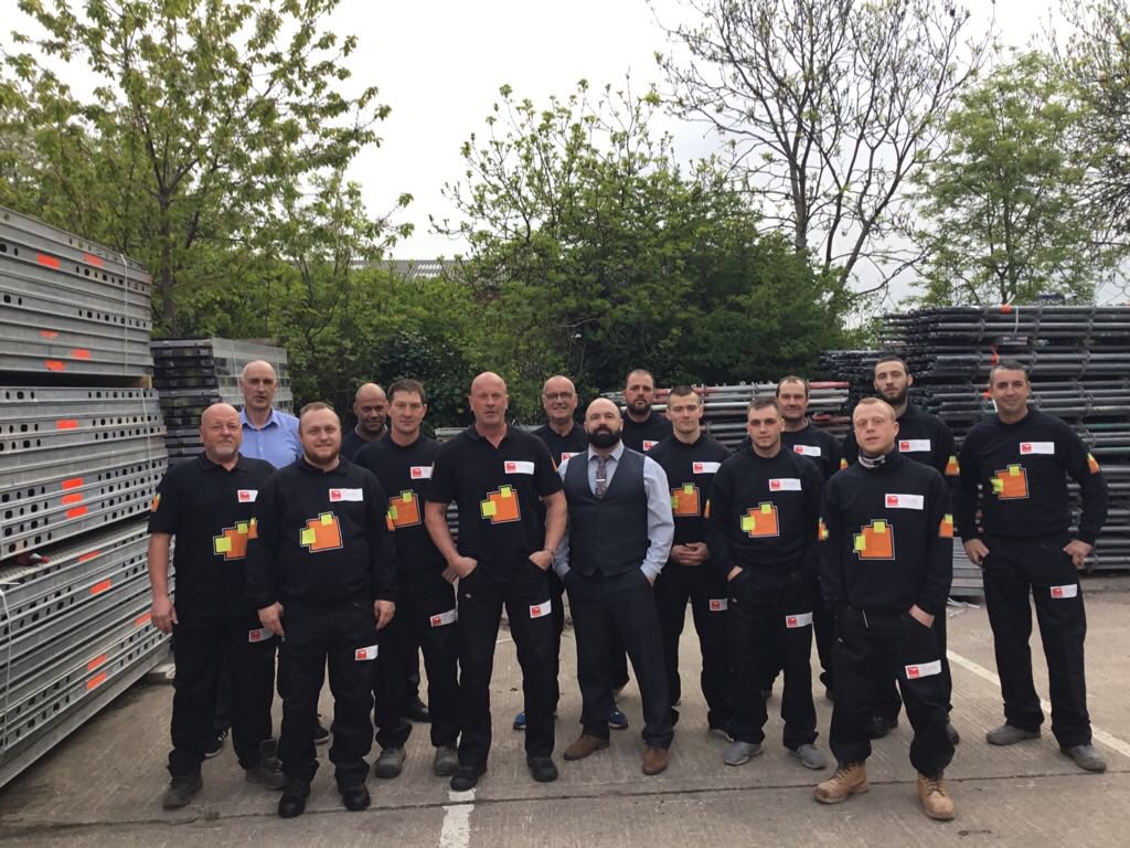 RWillisTrad's tweet photo. @TRAD_Scaff Loughborough. Just a handful of our guys in their new uniform proudly wearing the Trad logo. #daretobedifferent @RBarrattTrad https://t.co/N1h6zgO9Oj