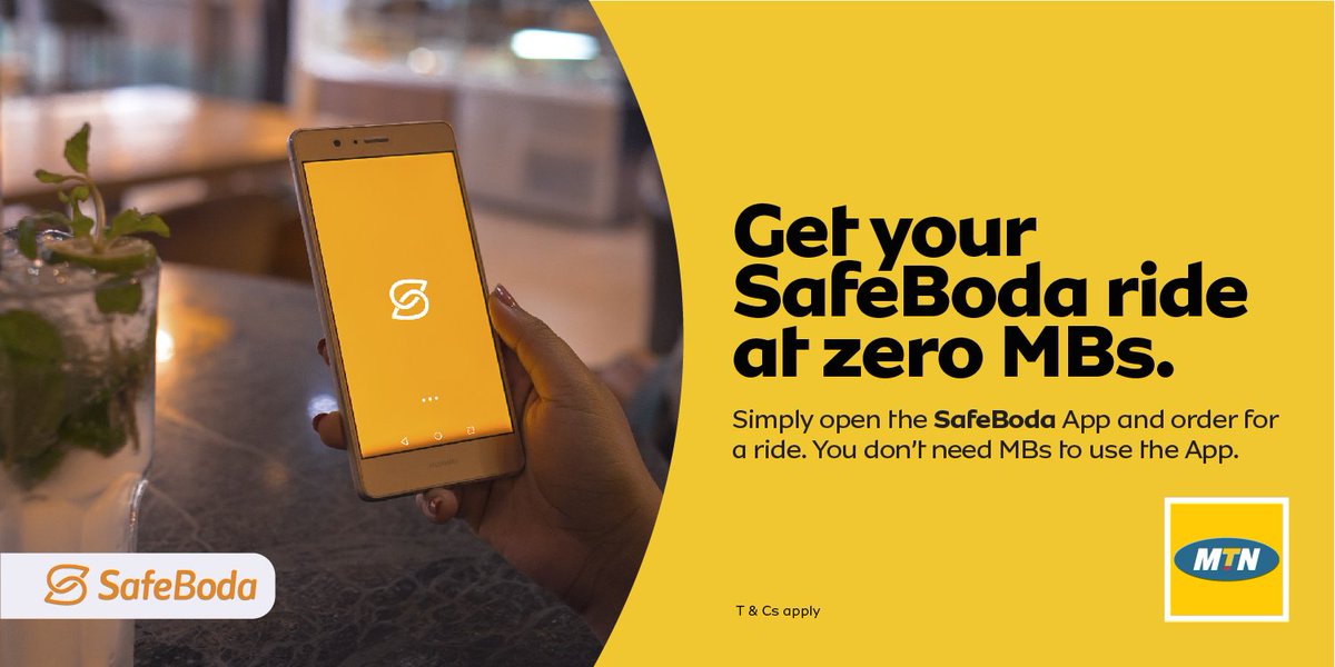 SafeBoda's tweet photo. You can now use the SafeBoda app with zero data!

We are excited to announce that #SafeBoda and @mtnug have partnered  to give customers access to the  #SafeBoda app at zero MBs.

Simply open your app and order for a ride with your frequent locations. https://t.co/aXSz8r9tru