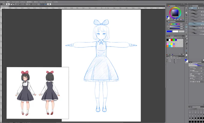 正面の下絵こんな塩梅かしら 