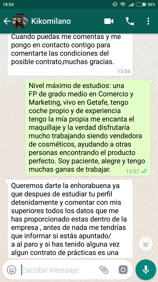Arantxi_Mateo's tweet image. Bueno ya que nadie me manda un privado lo pondré públicamente: ayer encontré una oferta de trabajo y me pusieron lo siguiente @KikoMilanoES @policia