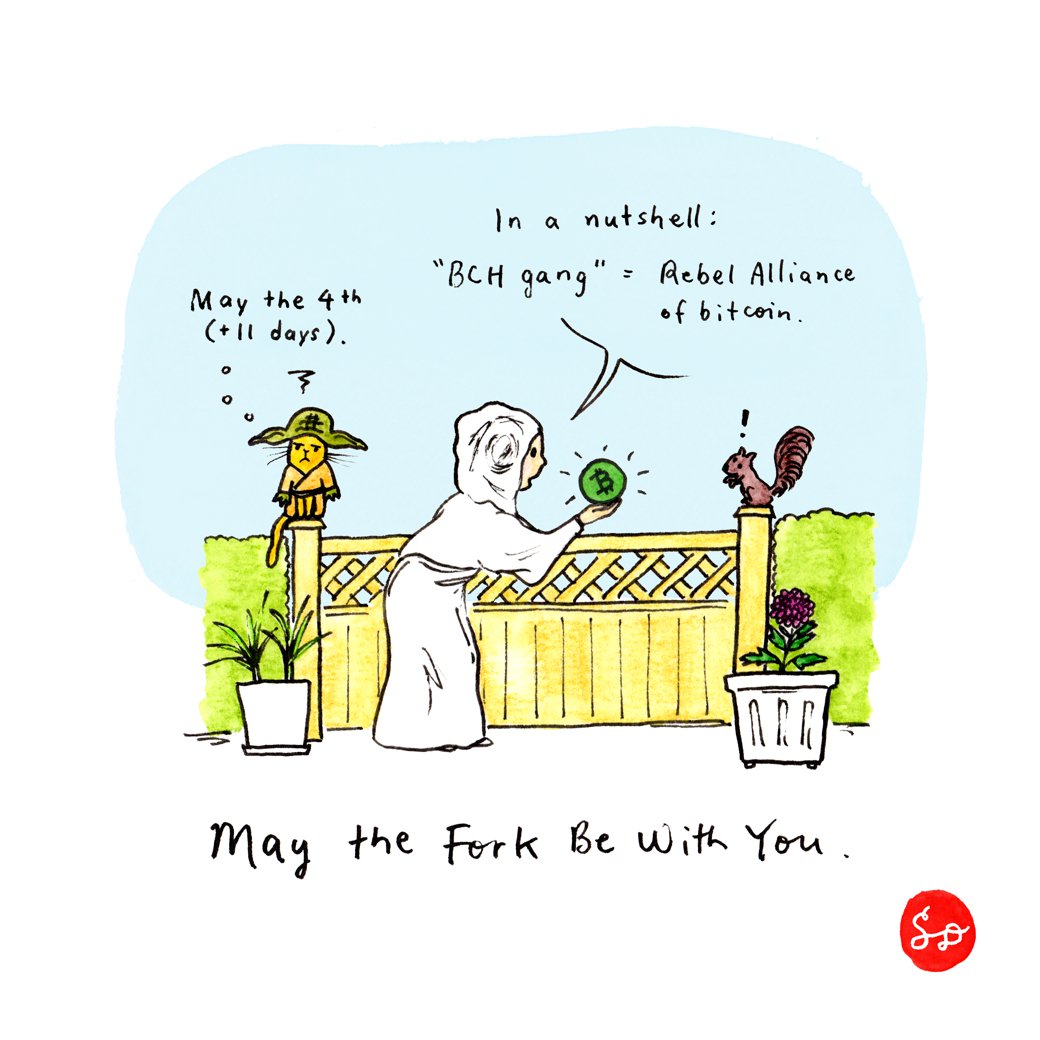 May the Fork Be With You. (32 of #100DaysofSatoshiDoodles). yours.org/content/may-th… #MayThe4thBeWithYou #Fork #BitcoinCash #upgrade #Yoda #StarWars #rebelswithacause #BCHforEveryone