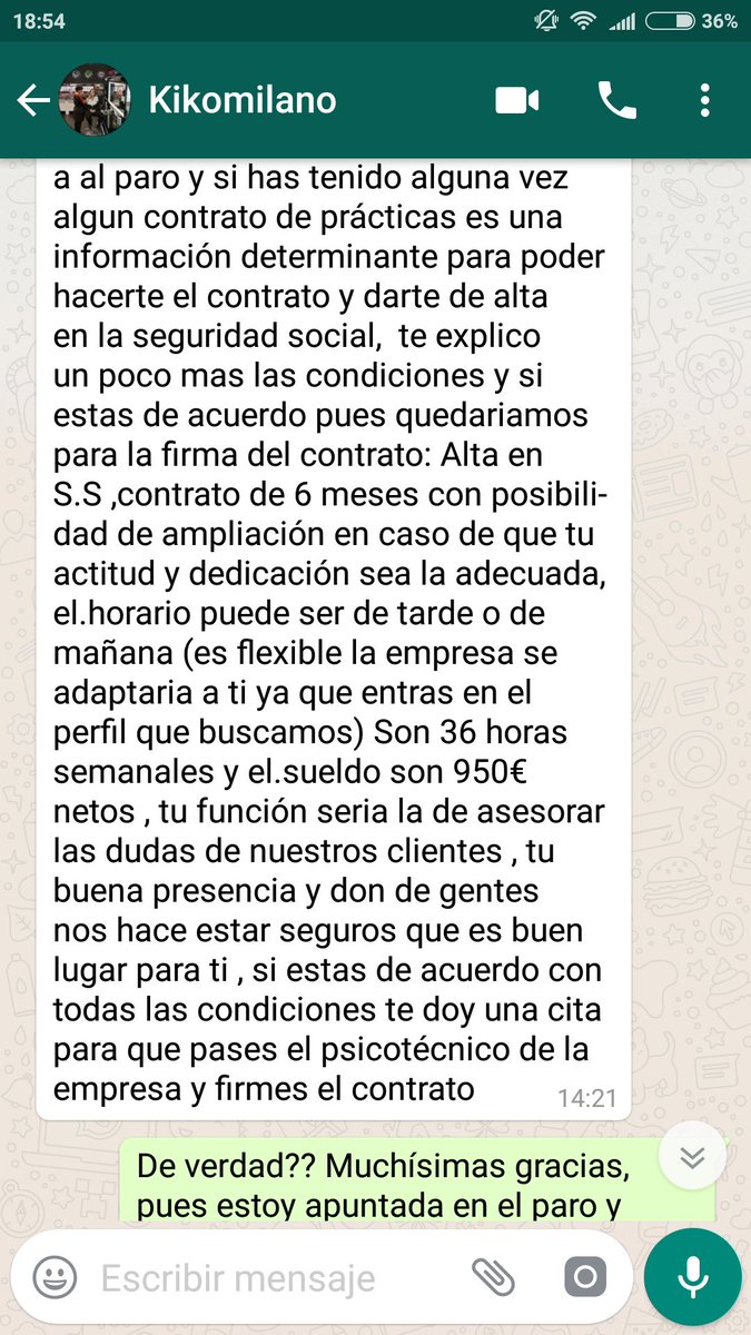Arantxi_Mateo's tweet image. Bueno ya que nadie me manda un privado lo pondré públicamente: ayer encontré una oferta de trabajo y me pusieron lo siguiente @KikoMilanoES @policia