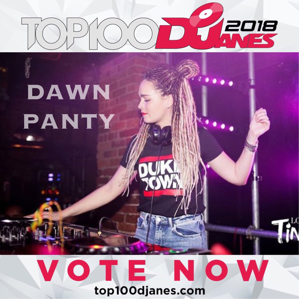 Top100Djanes's tweet photo. SHOW YOUR SUPPORT &amp; VOTE NOW for #dawnpanty at https://t.co/aDb55okjuK by #djanemag! 
Wanna know more about #DJDawnPanty? Don't forget to check out her site: https://t.co/G6dkzICyC9 https://t.co/o6C6wV0dex