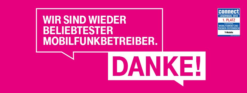 Wir sind zum fünften Mal in Folge der beliebteste Mobilfunkanbieter Österreichs. Danke für eure Stimmen 🤝🤩😘 blog.t-mobile.at/2018/05/04/con…