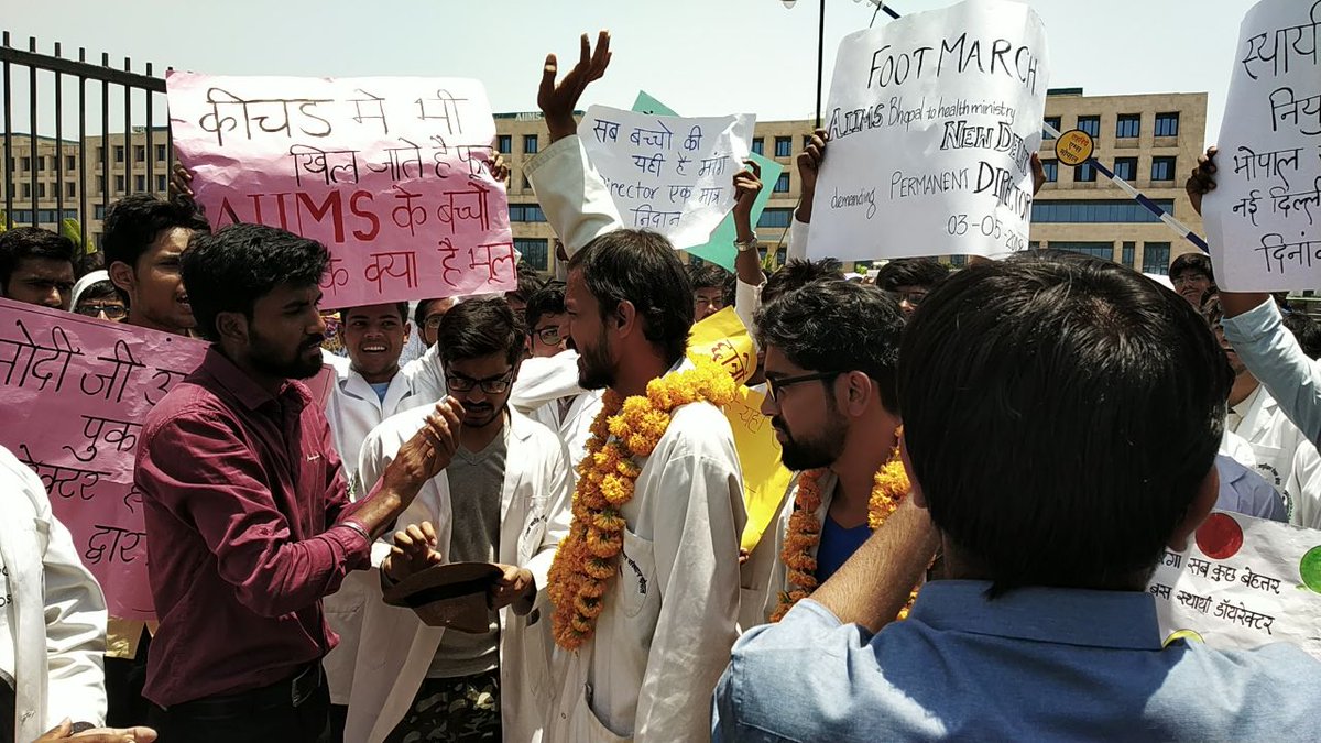 dr_ajitsolanky's tweet photo. Let our voices be heard. #WPFD2018  
Students Foot March from Bhopal to DELHI In demand of a permanent Director.  #GandhiofAIIMS #AIIMSneedsDirector #Walktodelhi https://t.co/vzyaDv1lVz