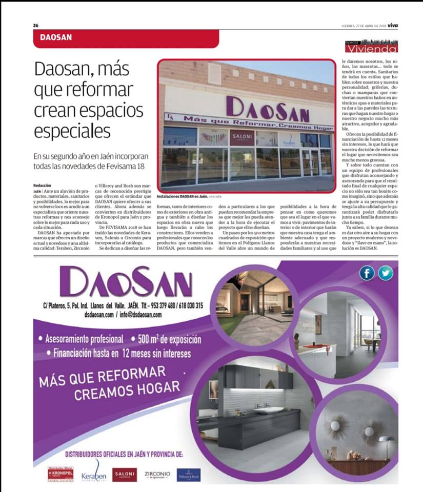 Divendi_Central's tweet photo. Asociado Daosan con el mundo de la construcción en el periódico Viva Jaén https://t.co/73nz88EX1Y