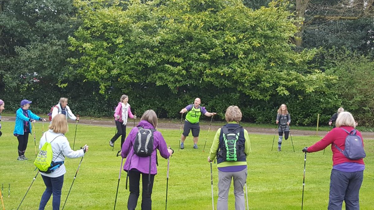 nordicwalkinguk's tweet photo. Warming up at @TissingtonHall this morning for the @blacks_online #Rustick Walking Festival #Nordicwalking https://t.co/ppmX6P4pYr
