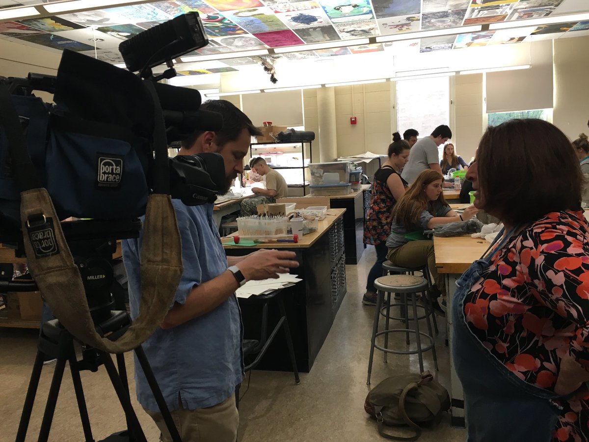 DixieHeights's tweet photo. Channel 5 at Dixie interviewing the art dept on the vans shoe contest. https://t.co/CVxfdedrlT