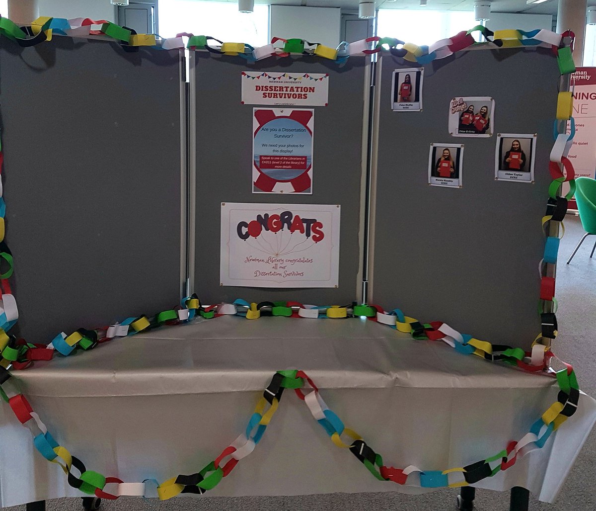 DeNiZzBiLgeN's tweet image. More Dissertation Survivors on our display @NewmanLibrary. Well done Chloe &Kirsty... Clearly ECEC students @Newman_Uni are well organised... #DissertationDeadlineDay