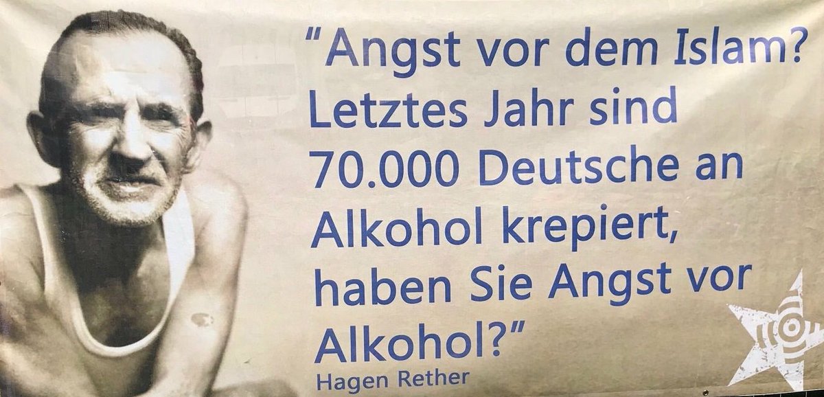Daniel2Bananiel's tweet photo. "Angst vor dem Islam? Letztes Jahr sind 70.000 Deutsche an Alkohol krepiert, haben Sie Angst vor Alkohol?" #ReconquistaInternet #LiebestattAlkohol https://t.co/phYgnzGQb6