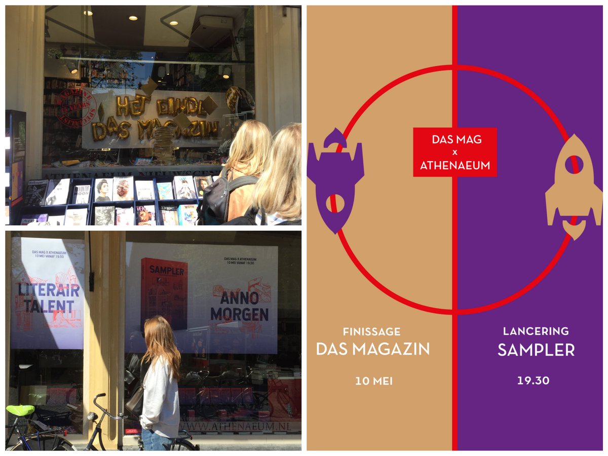 Donderdag 10 mei in onze winkel op het Spui, nu al in de etalage: de laatste Das Magazin en de eerste Sampler! athenaeum.nl/agenda/athenae…