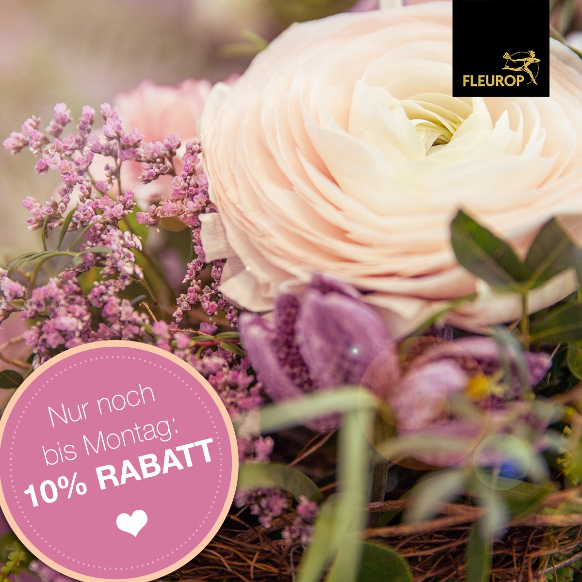 Noch bis am Montag profitiert ihr von 10% Frühbuchungsrabatt auf alle Bestellungen für den Muttertag, mit Lieferdatum 11. oder 12. Mai 2018. 😎🌸 fleurop.ch