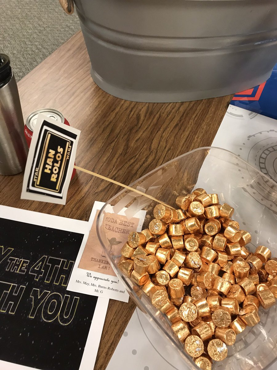 Mrs_Rumsey1's tweet photo. Such a fun and special treat to celebrate!  Thanks @ConnieCmay, @MisterG1906, and @teresaburnsrob1 #MayTheFourthBeWithYou https://t.co/BAKUQsnKGt