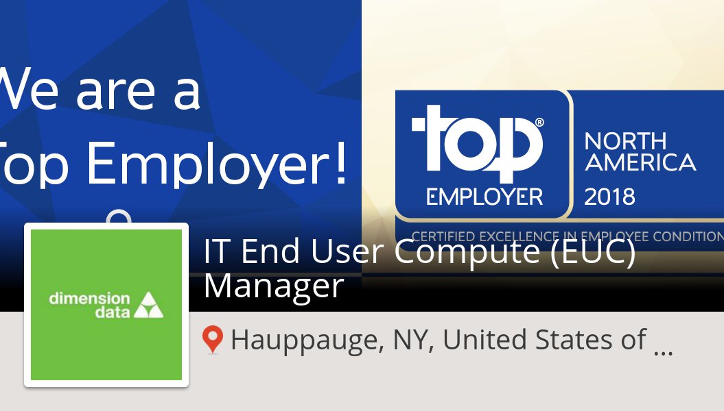 eaburacchio's tweet photo. New #job opening at #DimensionData in #HauppaugeNYUnitedStatesofAmerica! IT End #User #Compute (EUC)  Manager https://t.co/FzDs7xRFUa https://t.co/Bh6Ngmm5fE