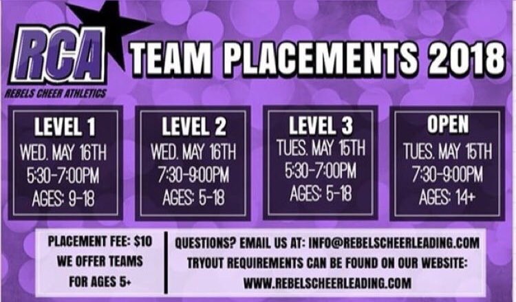 <a href="/CheerRCA/">Rebels Cheerleading</a> Team Placements!