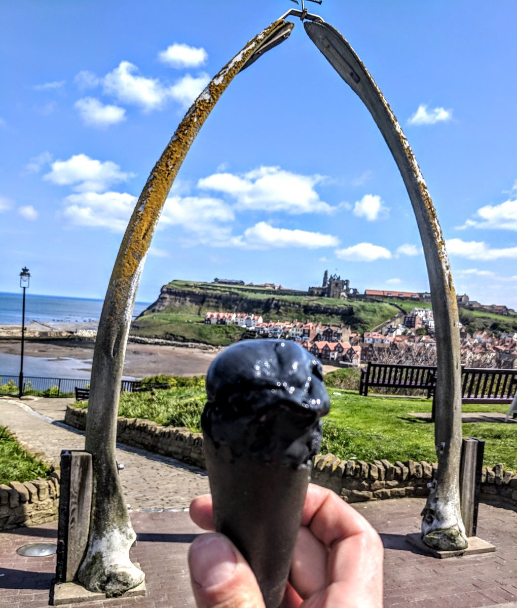 GrandYorkshire's tweet photo. Treated myself to a Jet Black ice cream from @trillosofwhitby on today's tour.  Dark and mysterious, unlike the weather, which is absolutely glorious! https://t.co/oIZJ0Rjemz