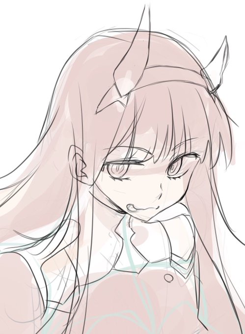 ゼロツーのおっきいツノを描こうと思ったのに手癖で初期のサイズに描いてしまうの図 