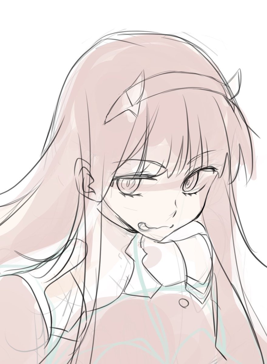 ゼロツーのおっきいツノを描こうと思ったのに手癖で初期のサイズに描いてしまうの図 