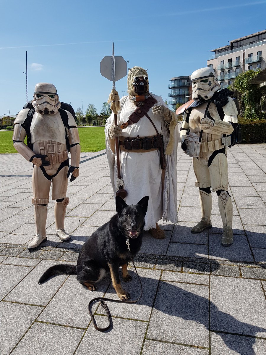 JerseyPoliceDog's tweet photo. May the 4th be with you... PD Evie meets some of the out of this world members of @stormjersey #Jersey Garrison #Tusken Raider Jersey.
#E-shiftondays https://t.co/fQjIa9RYgz