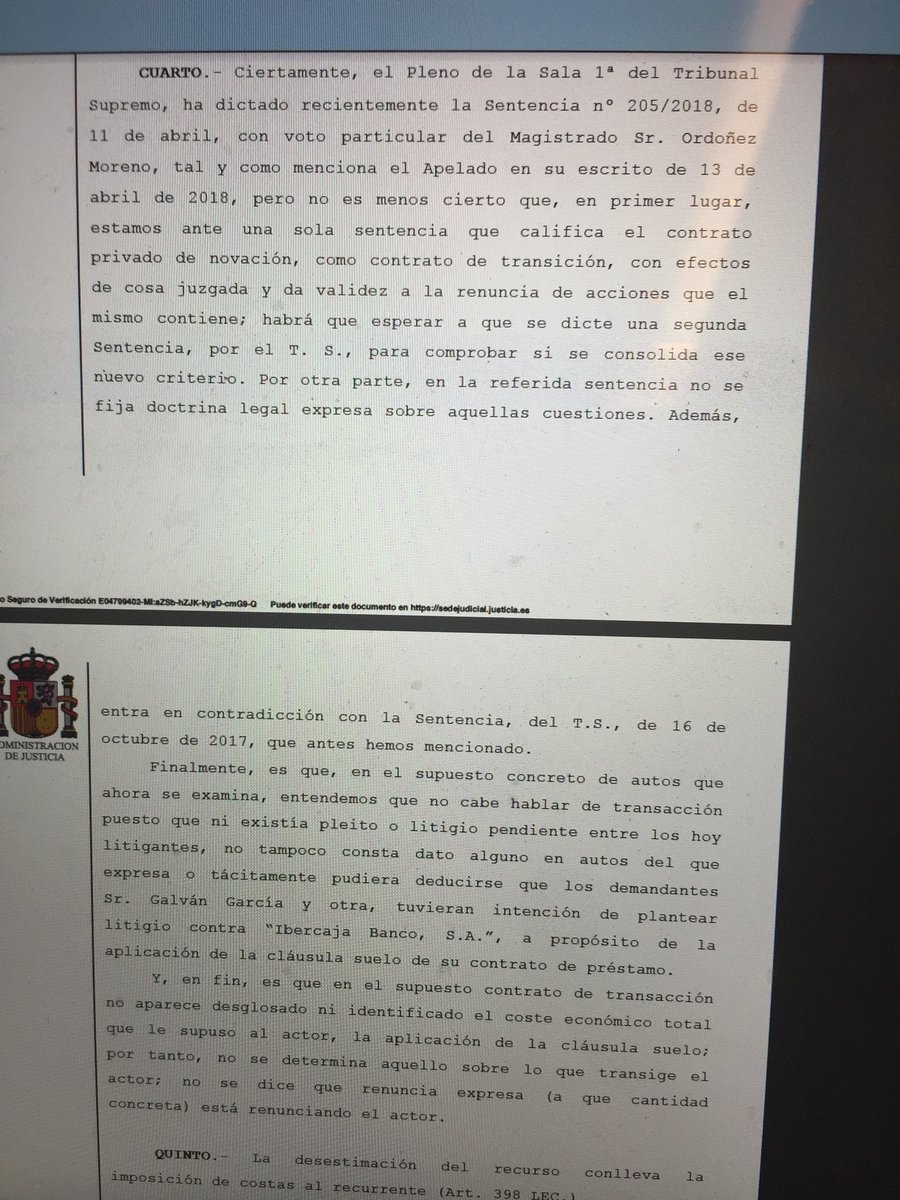 EugenioRibon's tweet photo. Nueva rebelión a la STS 11/04/18 sobre renuncia a acciones de afectados x cláusula suelo. Se alza a favor de consumidores la SAP BADAJOZ, Sec. 2ª, de 26/04/18. El TS dilapida su “autoritas” Asistimos a la 2ª rebelión de los Juzgados y AP tras la STS 9/5/13. Rumbo al TJUE otra vez https://t.co/7vyJ0hwgCE