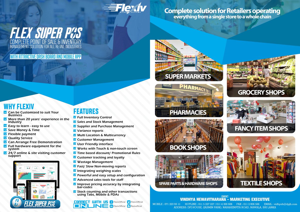 FlexivOfficial's tweet photo. FLEX SUPER POS
Complete Point of Sale &amp; Inventory Management Solution for all Retail Industries.
Connect with Us Today
#connect #flexiv #dpjholdings #softwaresolutions #POS #retail #salesandinventory #supermarkets #groceries #pharmacy #textiles #bookshops #hardwareshops https://t.co/6MBWkS7MUT