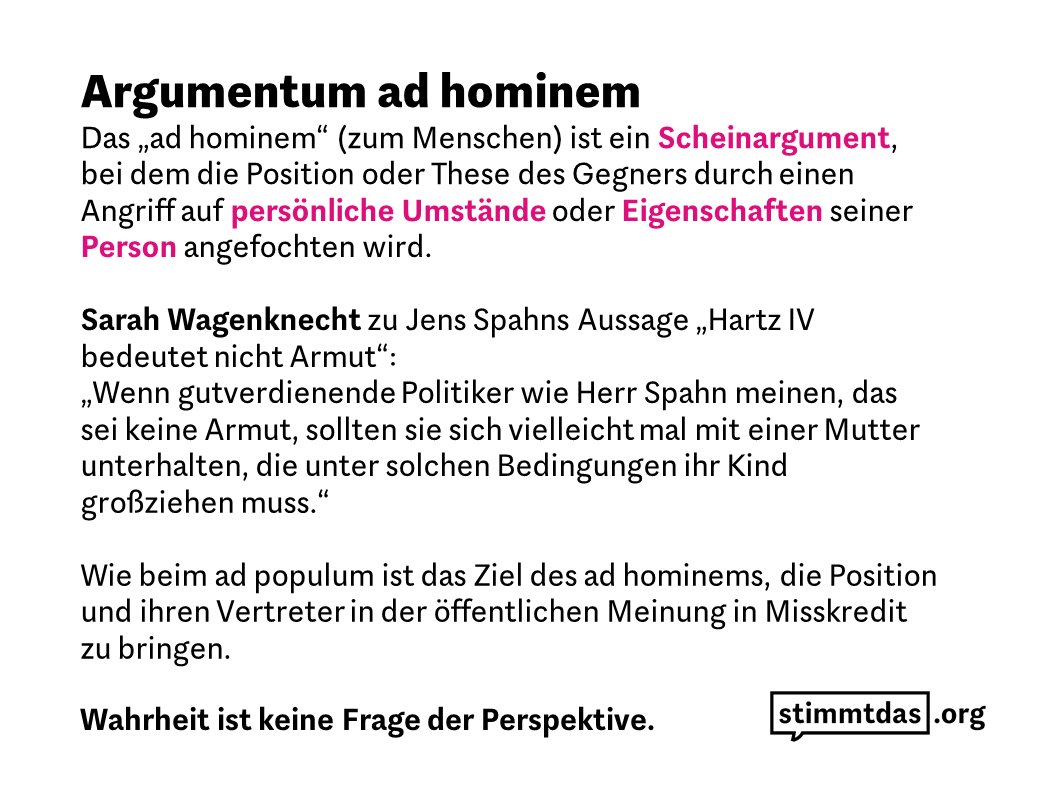 Kann <a href="/jensspahn/">Jens Spahn</a> eigentlich über #HartzIV urteilen? Nein, als gutverdienender Politiker kennt er die Lebensumstände nicht - so ein Argument von <a href="/SWagenknecht/">Sahra Wagenknecht</a> Ein gutes Beispiel für unser #Bullshit-Lexikon. Alle Beiträge: stimmtdas.org/bs-lexikon