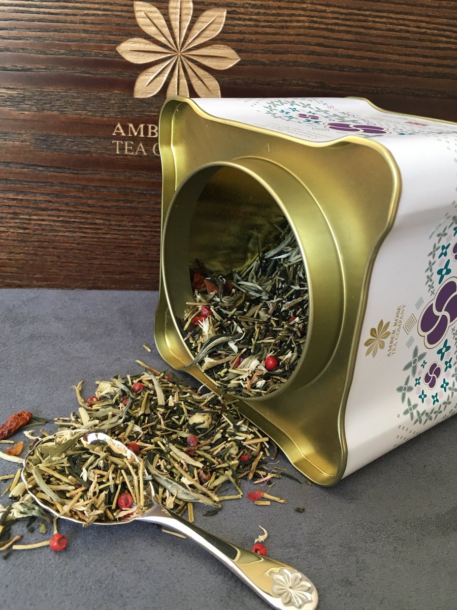 Signature “Precious” blend of Japanese Kukicha, Sencha, Silver Needle, spices &amp; viola available now <a href="/Harrods/">Harrods</a>