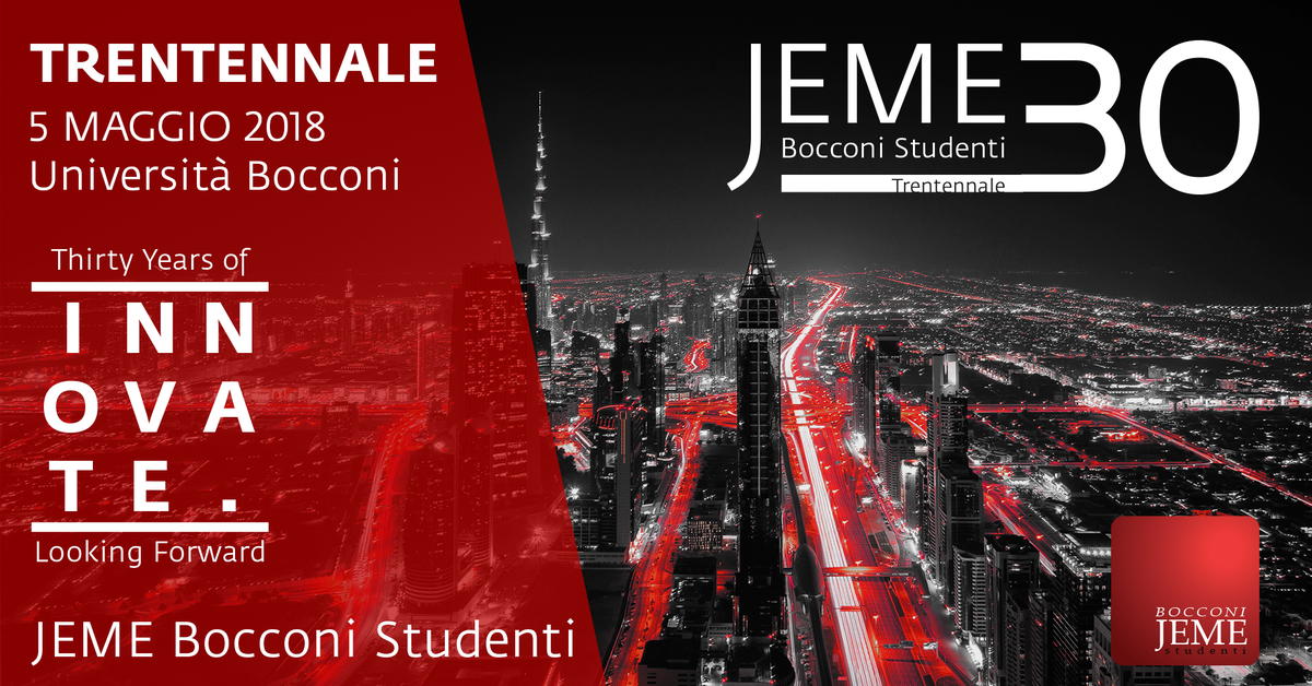 Innext_'s tweet photo. Ci vediamo domani in @Unibocconi per festeggiare il trentennale di @JEMEBocconi! Siamo entusiasti di questa opportunità, molto importante per noi. Prenderemo parte al panel a tema innovation! https://t.co/fSs3JDKgKv