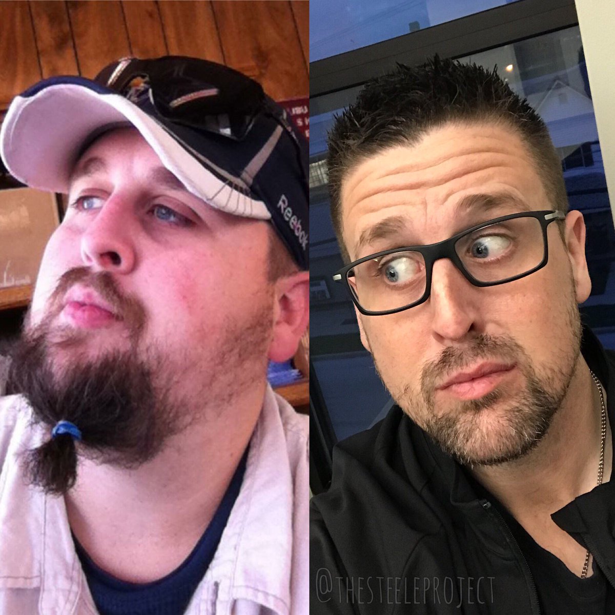 SteeleProject22's tweet photo. Bring back that dirty goatee?!?! Hmmmm 🤭🤫🤔..... I DONT THINK SO! I figured I’d have this crazy goatee back in the day to distract people from my largeness and crooked teeth.. why not put it in a pony tale.. that’ll be cool.. NOT! #thesteeleproject #weightloss #fitness #fit https://t.co/s8CoRV9uJR