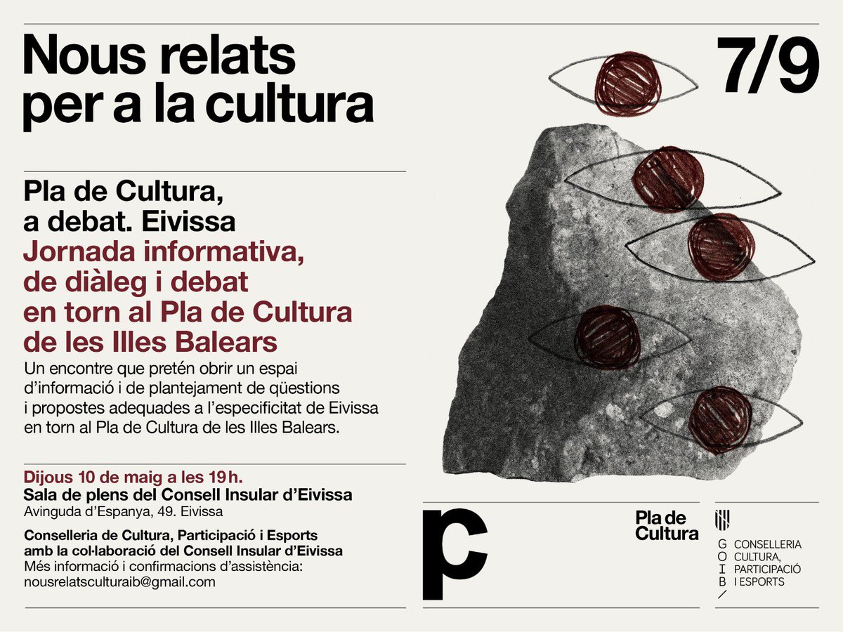 CulturaGOIB's tweet image. El pròxim dijous 10 de maig, a les 19h🕖a la sala de plens del @Consell_Eivissa, posam en comú entre el món cultural eivissenc el Pla de Cultura #PlaCulturaIB, una vegada ja exposat a #Menorca el punt de desenvolupament en què es troba la planificació, base de l'acord aquest 2018