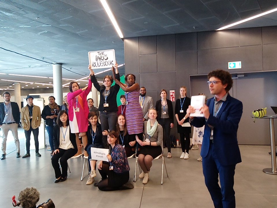 AnnaBaeuerle's tweet image. #ClimateAction at #SB48Bonn"WE ARE THE GREAT 8!" The 8 principles need to be in the #ParisRulebook. #PublicParticipation, 
#IndigeniousPeopleLocalCommunities, #JustTransition, #GenderEquality, #HumanRights, #FoodSecurity,  #EcosystemIntegrityBiodiversity, #IntergenerationalEquity
