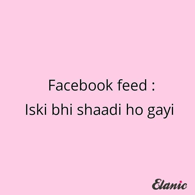 ElanicIndia's tweet photo. Who else only sees shaadi pictures on their Facebook feed now? 😂
Tag a friend who's getting married 😂😂 #married #celebration #happymarriage #funny #memes #loveelanic #truestory #truethat #elanic #igers #instadaily #instagood #instalike #like4follow… https://t.co/qpBWlT3hE2 https://t.co/ykssA9Hgvk