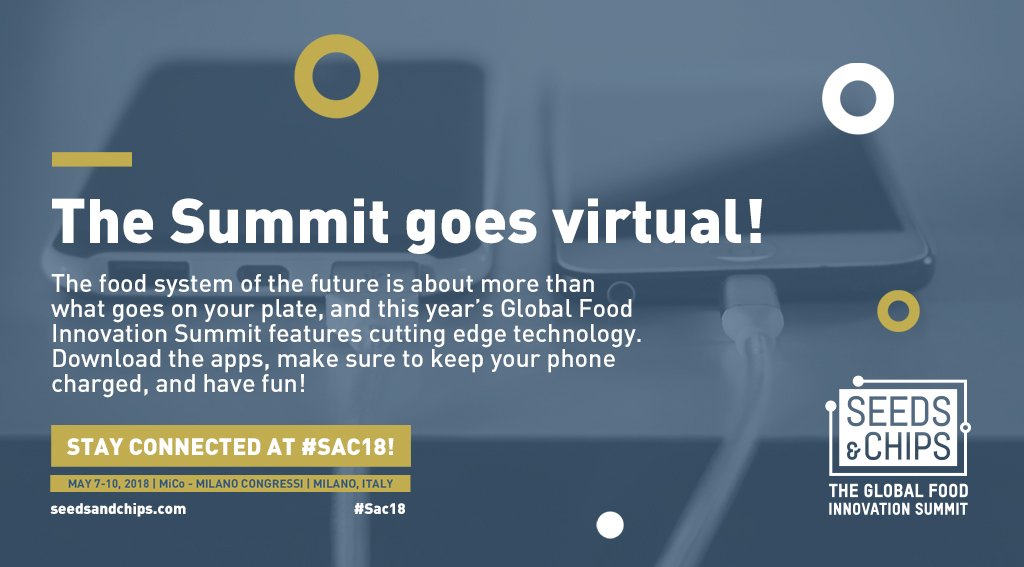 SEEDSandCHIPS's tweet photo. The Summit goes virtual! Download the apps, make sure to keep your phone charged, and have fun!
Stay Connected at #SaC18 https://t.co/LOsZvs4qLO 
#FoodInnovation #FoodTech 
Thanks @Pikkart_AR @smartlogoit #graffiti4smartcity https://t.co/bBQ3Vkl9m0