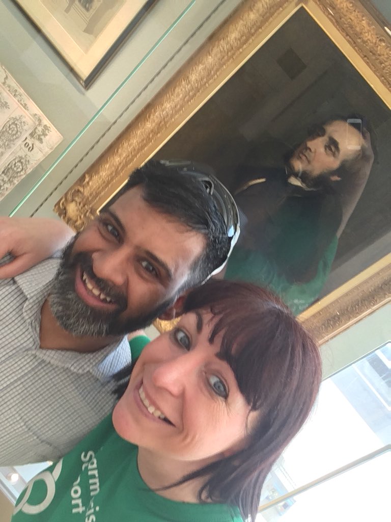 emmapeate's tweet photo. Had to get a selfie with our first #175Hero & #marathonman @asafdar1 with the original @PharmaSupport hero Jacob Bell in the background at @rpharms HQ! #teamGreen https://t.co/1TD8a0XAz1