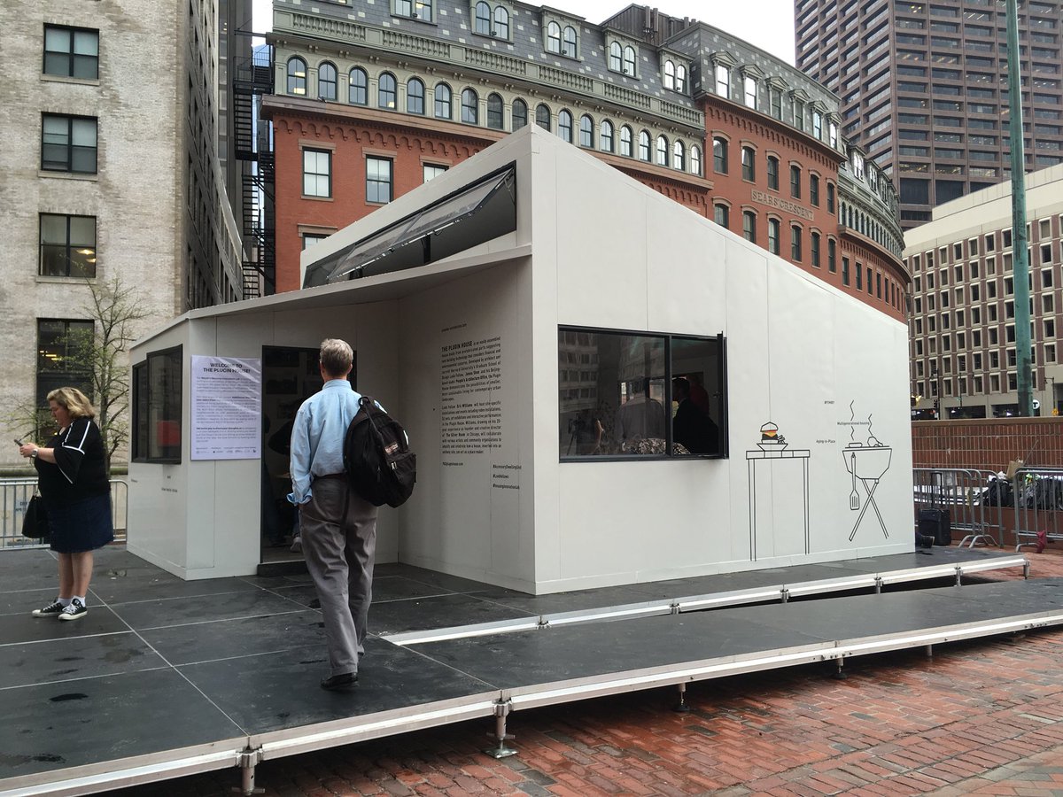 oh_sabeedee's tweet photo. The #PlugInHouse has arrived at City Hall Plaza—- loved seeing @AFHBoston putting their creative touch on this! #housingilab https://t.co/zQe18ipJwm