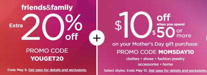 Get 20% off and $10 off for your Mother's Day Gifts at Kohl's this weekend.  

Buy your #mom a #SpecialMother's Day Gift!

Next Sunday is #MothersDay Day #May13th, 2018

Savings you don't want to miss out on.

 goo.gl/CWkZ8n

#MothersDayGifts #mothersday2018 #motherhood