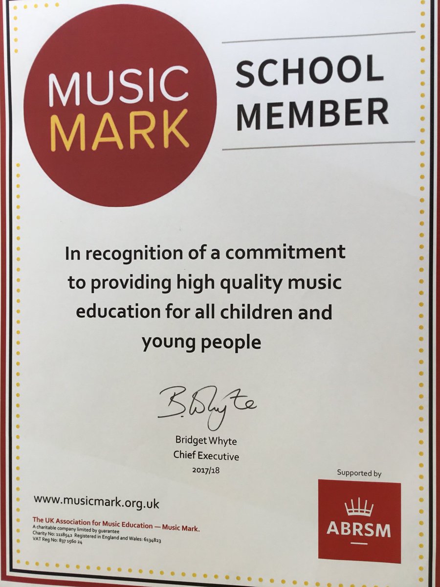 WoodfieldSchool's tweet photo. We are delighted to be recognised by the Music Mark organisation for our dedication to providing quality opportunities in music. Well done to all those staff and pupils who have sung, played and worked their way towards this! https://t.co/dYD5NwlYJH