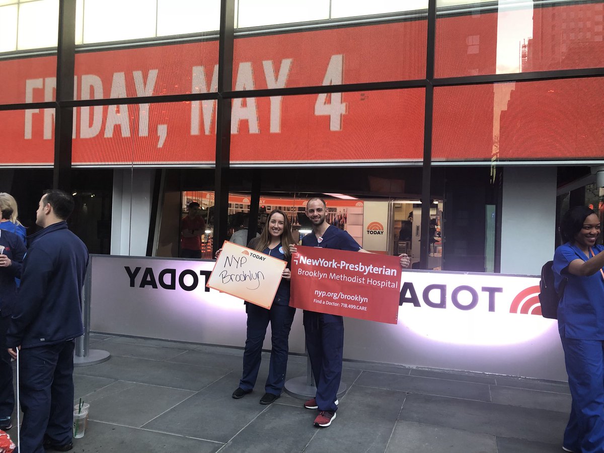 AshleyMattia3's tweet photo. π₯ The dynamic duo- Cynthia Somma ICU RN and Michael Citera 8S RN at the Today show representing our amazing team here at NYPBMHπ©. @NYPBrooklyn @jamurban @ErnestoPMir @TODAYshow #NYPbrooklyn #Bklynmethodiststars π₯#Brooklynproud #NURSESrock #RN https://t.co/mk1PQwoSGu
