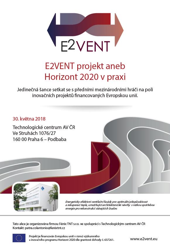 E2vent_project's tweet photo. @FENIXTNT1 , in collaboration with Technology centre CAS, organizes a workshop named “E2VENT project – Horizon 2020 in practice”. 
The participation to the workshop is free of charge, registration: https://t.co/oawi0GUOWd
Download the full agenda: https://t.co/eB1TuLQFRY https://t.co/ZsDyeabPcm