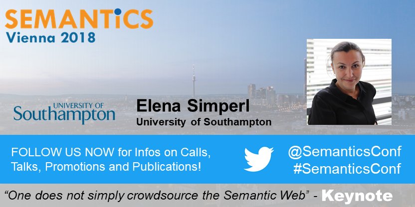 SemanticsConf's tweet image. We&apos;re happy to welcome @esimperl  from @unisouthampton as a #SemantiCsconf 2018  #Keynote Speaker!

Info--&amp;gt;bit.ly/2rjAV7O

#Deeplearning #Opendata #Dataquality #BigData #MachineLearning #DataScience #OpenData #KI #AI #LinkedData #Industry40 #DataAnalytics #KnowledgeGraph
