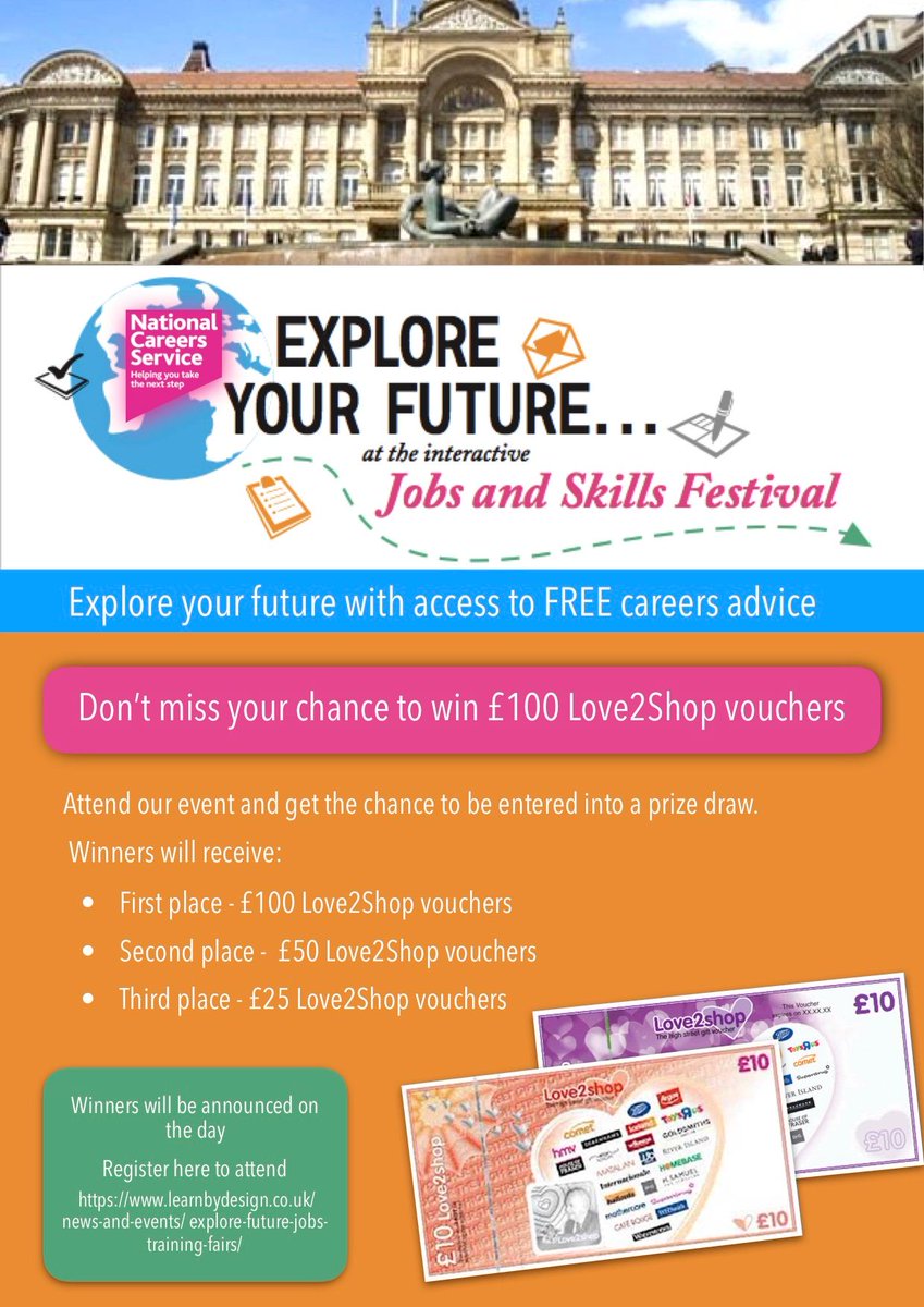 3aaaUKBham's tweet photo. Don't Miss the chance to win some love2shop vouchers at the Explore Your Future Skills Festival and see what jobs we have in store to offer you!

#Exploreyourfuture - Birmingham Council House - Friday 25th May 2018 at 10:30 -2:30pm. 
#3aaa 

Register now: https://t.co/3u4CDnbndw https://t.co/hUDgX5TnYC
