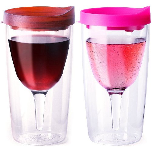 Vino2Go #Wine Tumblers, 10-Ounce, Set of 2, Merlot and Pink amzn.to/1RjMZZy #winelovers #wineoclock #vino