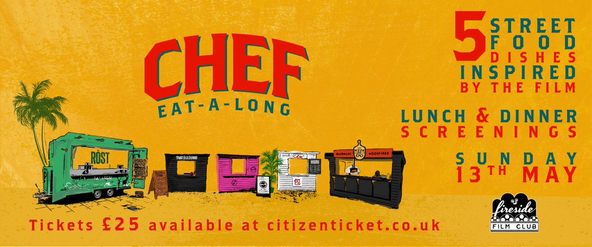 Feast on a five-course tasting menu while watching 2014 movie ‘Chef’ at <a href="/fireside_edi/">Fireside</a> on Sunday 13th May. Watch the movie trailer below and get tickets at goo.gl/E49MnL 🍔🍕🍖🍗🍟🍩🍨🍤🌮 #edinburgh #streetfood #movies