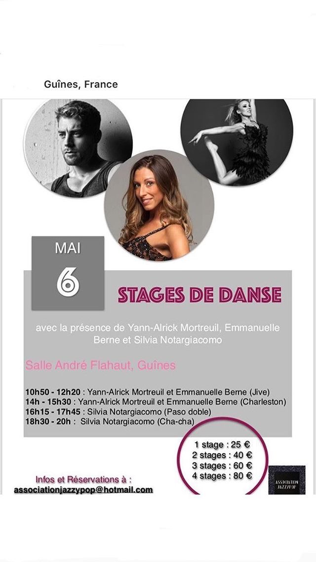 TeamBerneFR's tweet photo. Rdv dimanche à Guînes pour deux stages avec @emmanuelleberne et @YannAlrick qui vont vous apprendre le jive et le charleston! 💃🏽🎉 https://t.co/jXQY1ncdwj