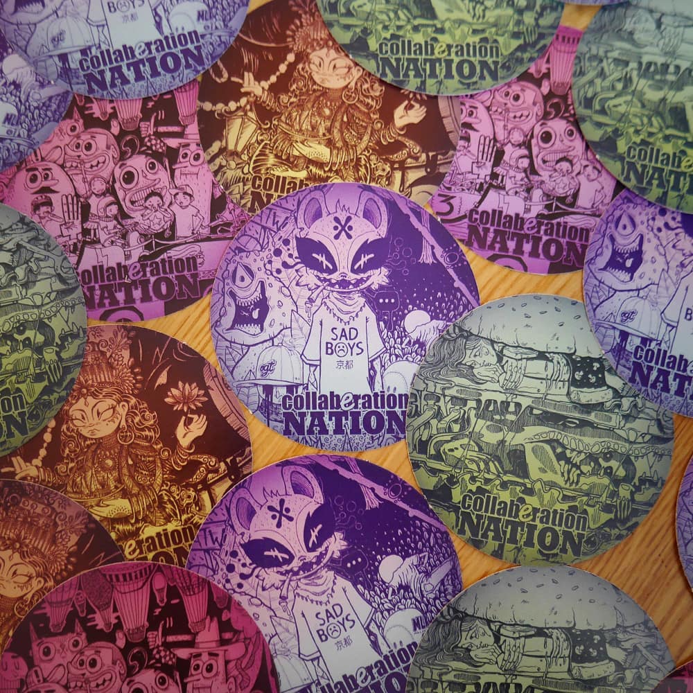 Collab_Nation's tweet photo. One last reminder about our show opening this evening - 6.30pm at Storiel #Bangor! These cool sticker packs will also be available over at the gallery tonight, looking forward to seeing you there! :) https://t.co/KwZZYgct6L