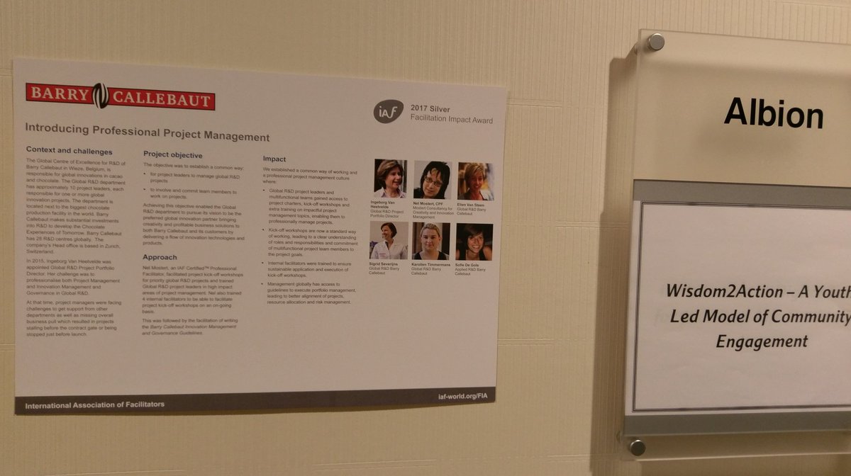 martingilbraith's tweet photo. Great to see #Facilitation Impact Award winners displayed at #iafnac2018 - congrats @NelMostert &amp; all! https://t.co/nv55oHtImJ