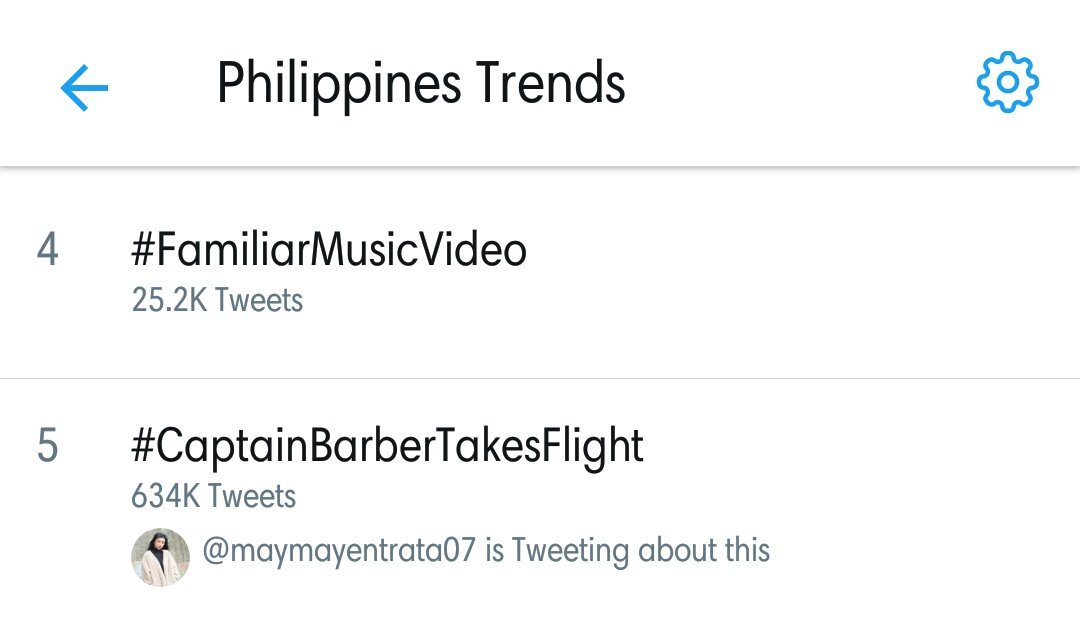 mwtrendsetter's tweet photo. #CaptainBarberTakesFlight is still trending at FIFTH spot nationwide! Maymay &amp; Edward are also trending at 13th &amp; 14th spot nationwide!

@maymayentrata07 @Barber_Edward_ https://t.co/pNCn8i0npn